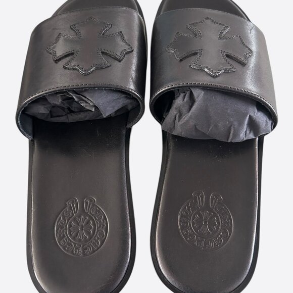 Chrome Hearts Black Cross Patch Slides